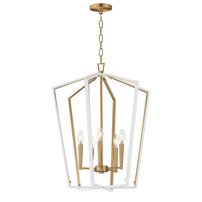 Maxim Lighting Melrose 5Lt 27.5" Entry Foyer Pendant, White/Brass
