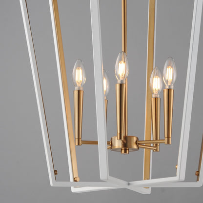 Maxim Lighting Melrose 5Lt 27.5" Entry Foyer Pendant, White/Brass