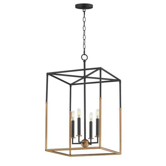 Maxim Lighting SoHo 4Lt 28.25" Entry Foyer Pendant, Black/Brs