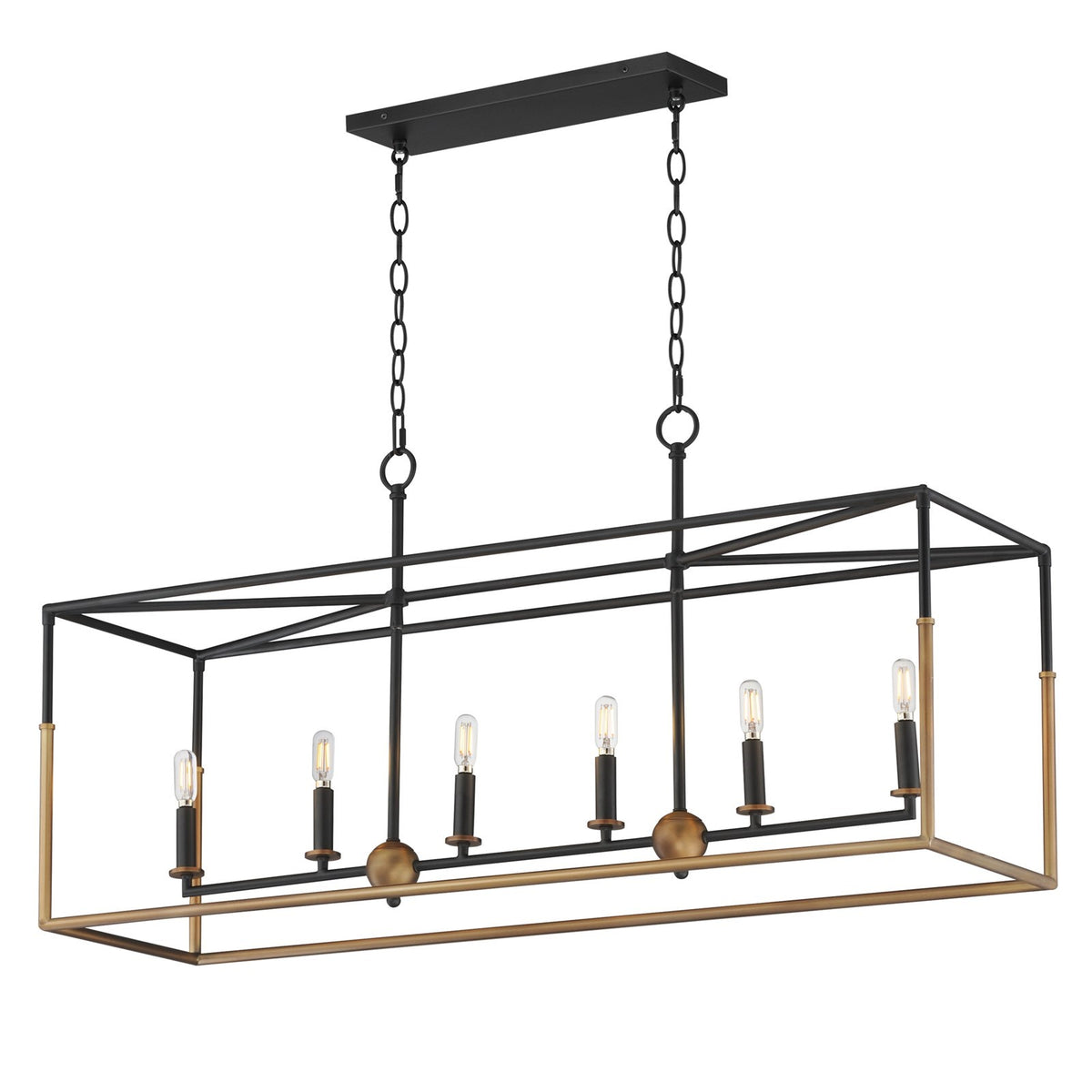 Maxim Lighting SoHo 6Lt 21" Linear Pendant, Black/Weathered Brass