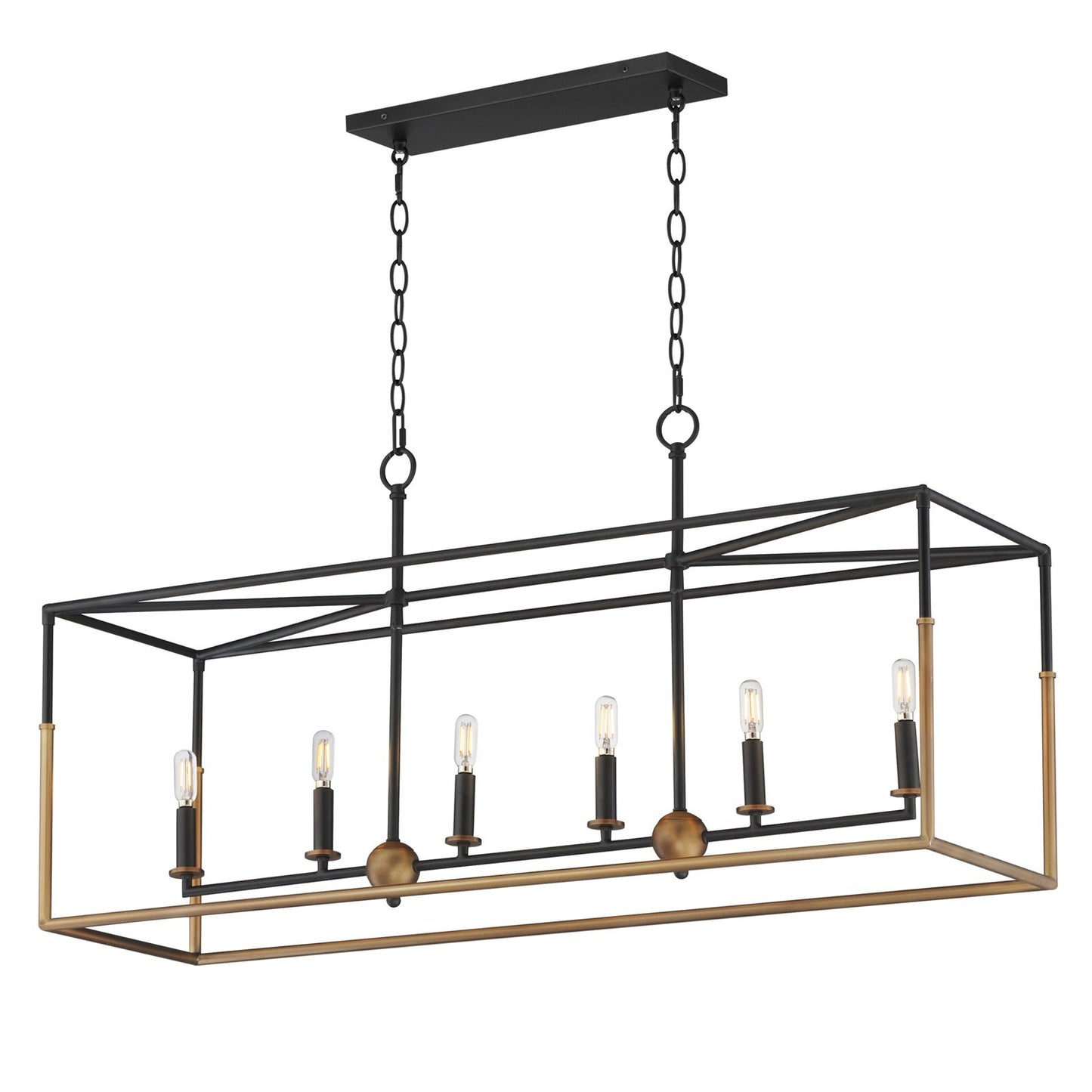 Maxim Lighting SoHo 6Lt 21" Linear Pendant, Black/Weathered Brass