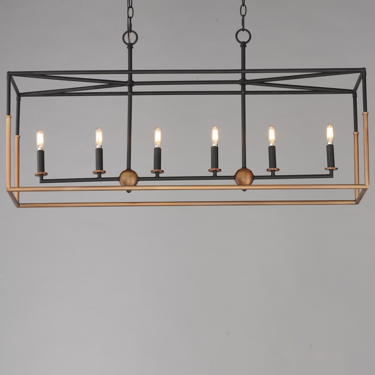 Maxim Lighting SoHo 6Lt 21" Linear Pendant, Black/Weathered Brass