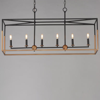 Maxim Lighting SoHo 6Lt 21" Linear Pendant, Black/Weathered Brass