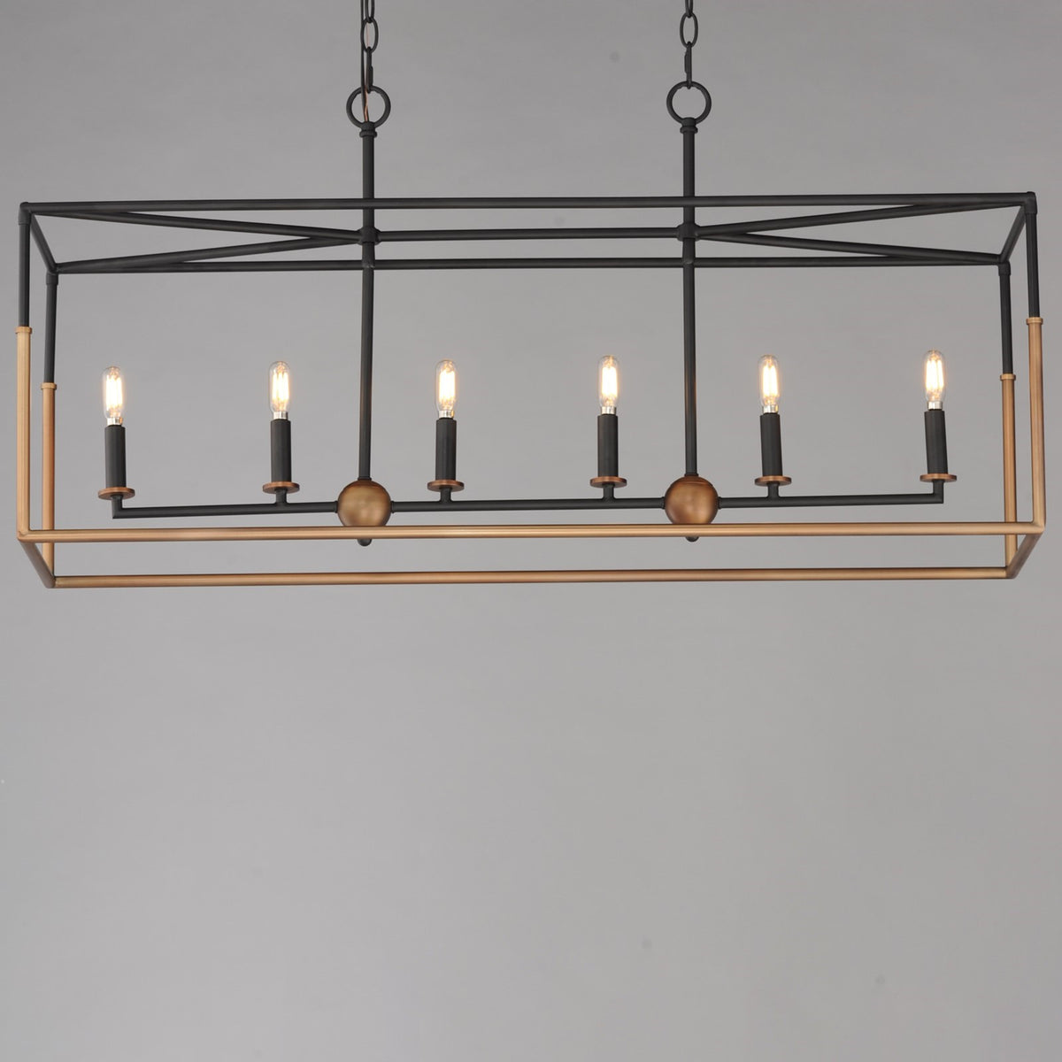 Maxim Lighting SoHo 6Lt 21" Linear Pendant, Black/Weathered Brass