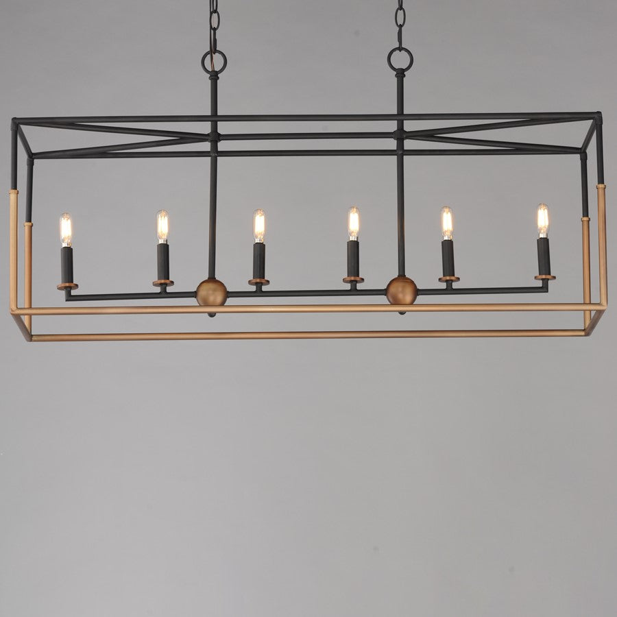 Maxim Lighting SoHo 6Lt 21" Linear Pendant, Black/Weathered Brass