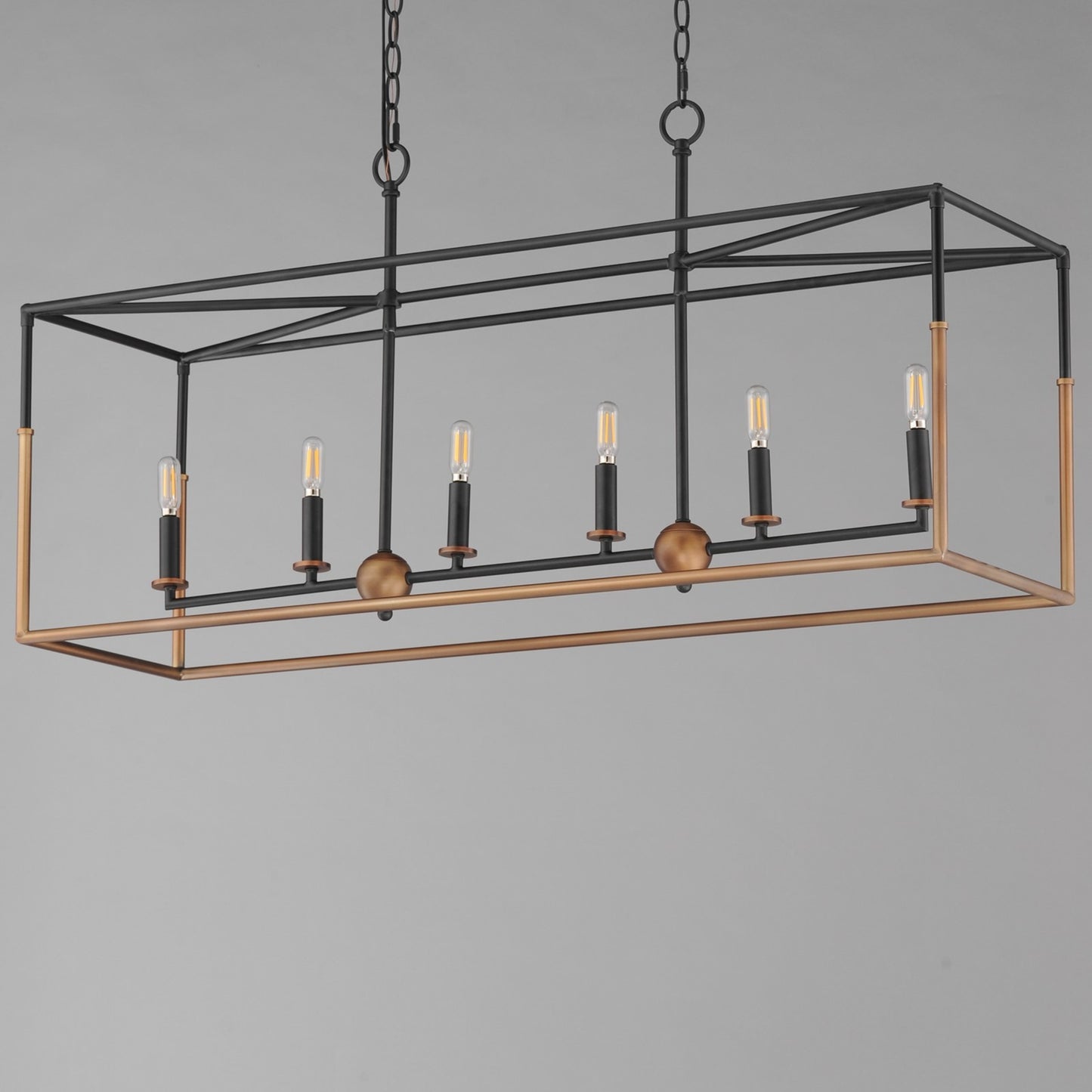 Maxim Lighting SoHo 6Lt 21" Linear Pendant, Black/Weathered Brass
