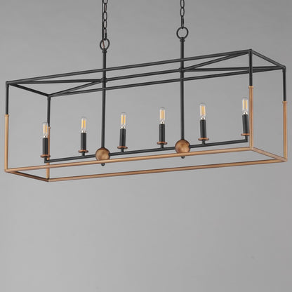 Maxim Lighting SoHo 6Lt 21" Linear Pendant, Black/Weathered Brass