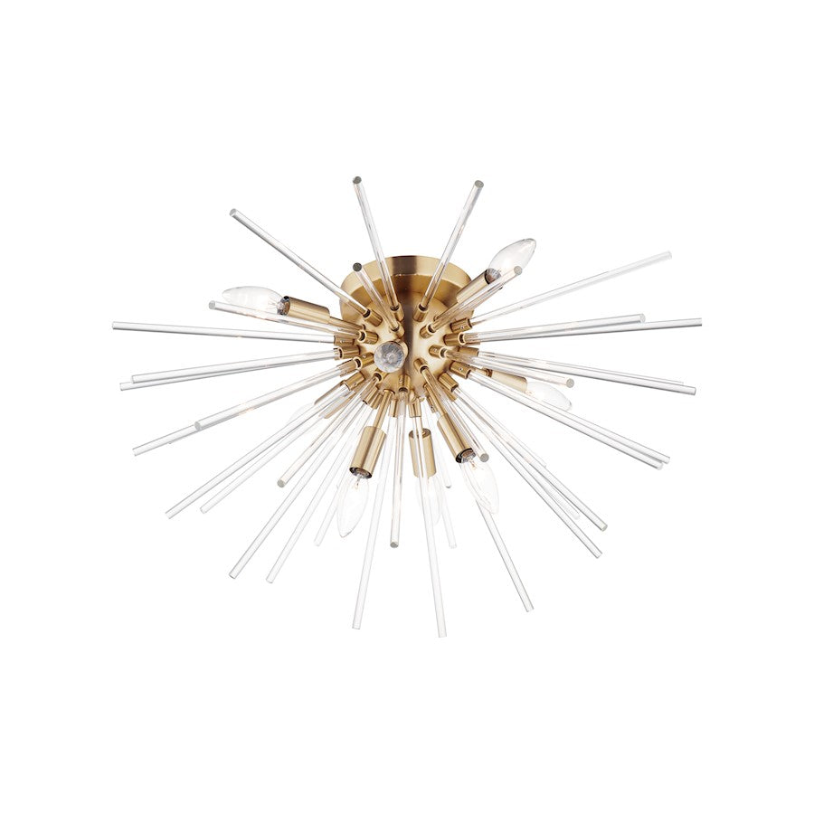 Maxim Lighting Polaris 8-Light Flush Mount, Satin Brass/Clear