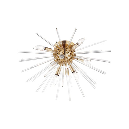 Maxim Lighting Polaris 8-Light Flush Mount, Satin Brass/Clear