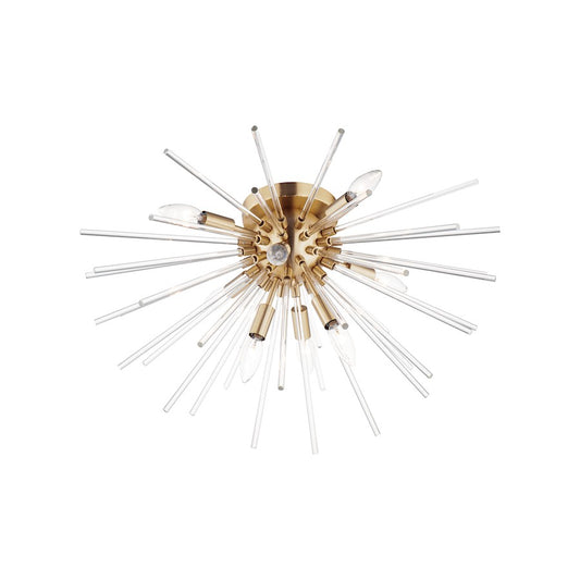 Maxim Lighting Polaris 8-Light Flush Mount, Satin Brass/Clear