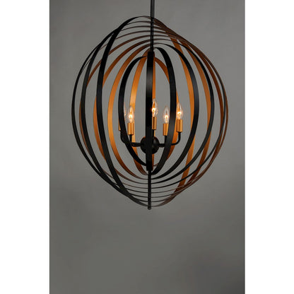 5 Light 30" Pendant, Black/Gold