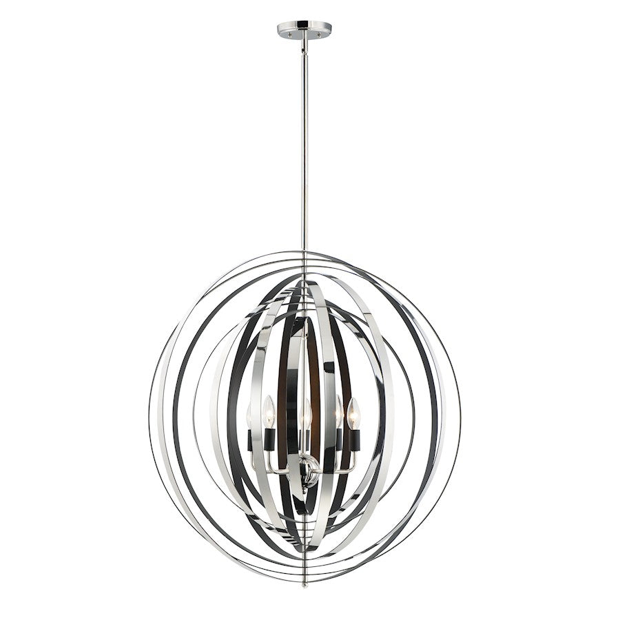 5-Light Chandelier, Polished Nickel