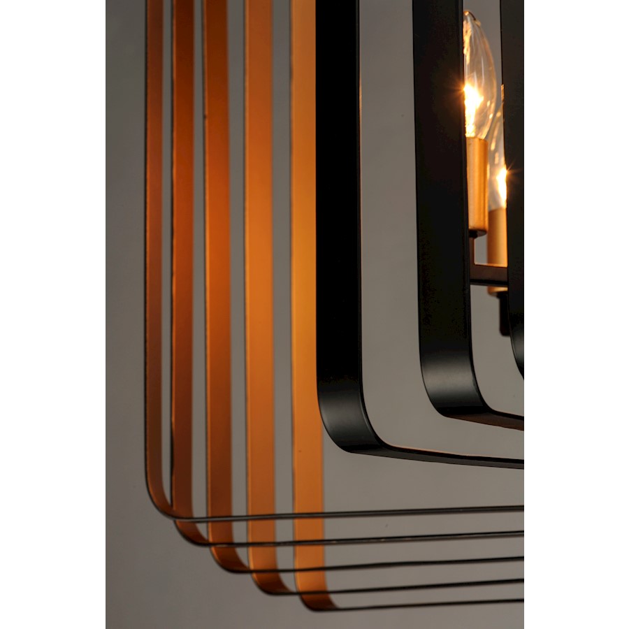 5 Light Pendant, Black/Gold
