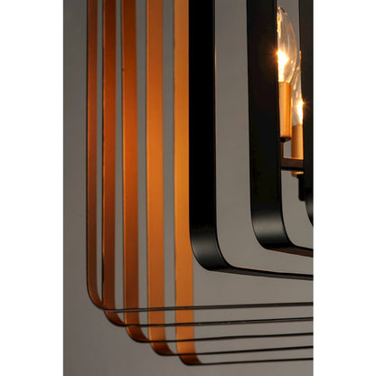 5 Light Pendant, Black/Gold