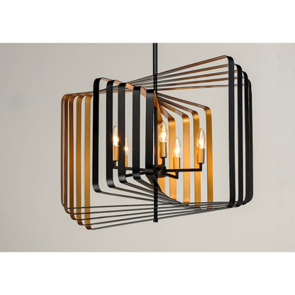 5 Light Pendant, Black/Gold