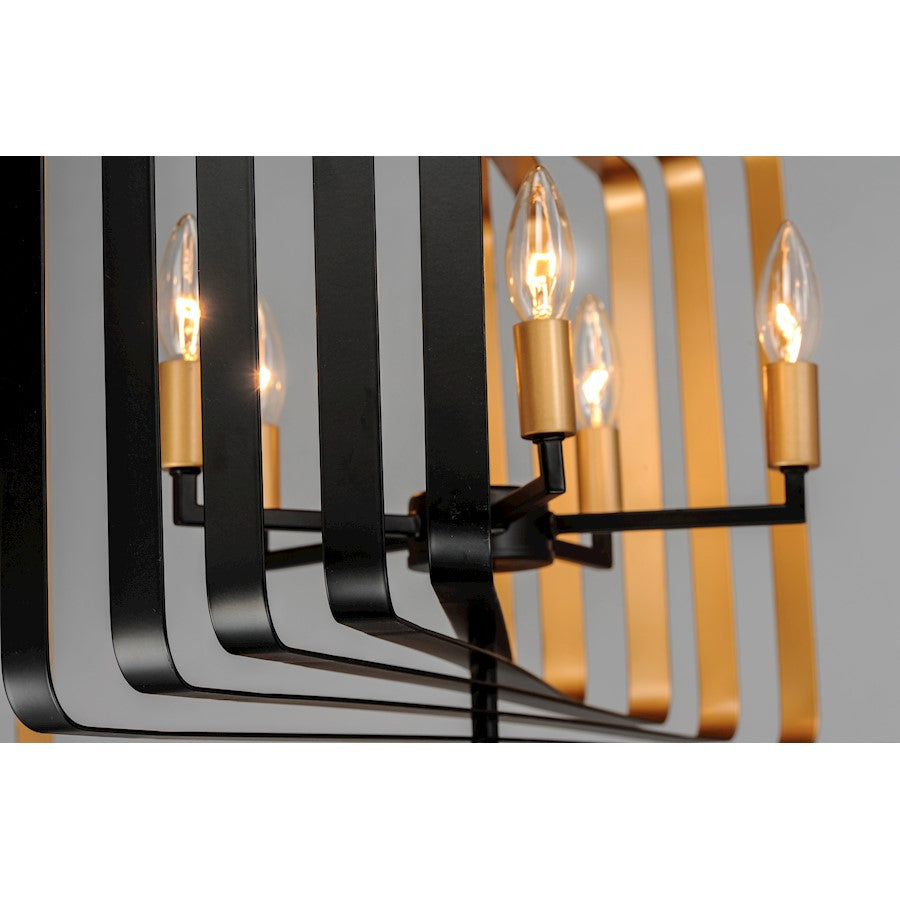 5 Light Pendant, Black/Gold