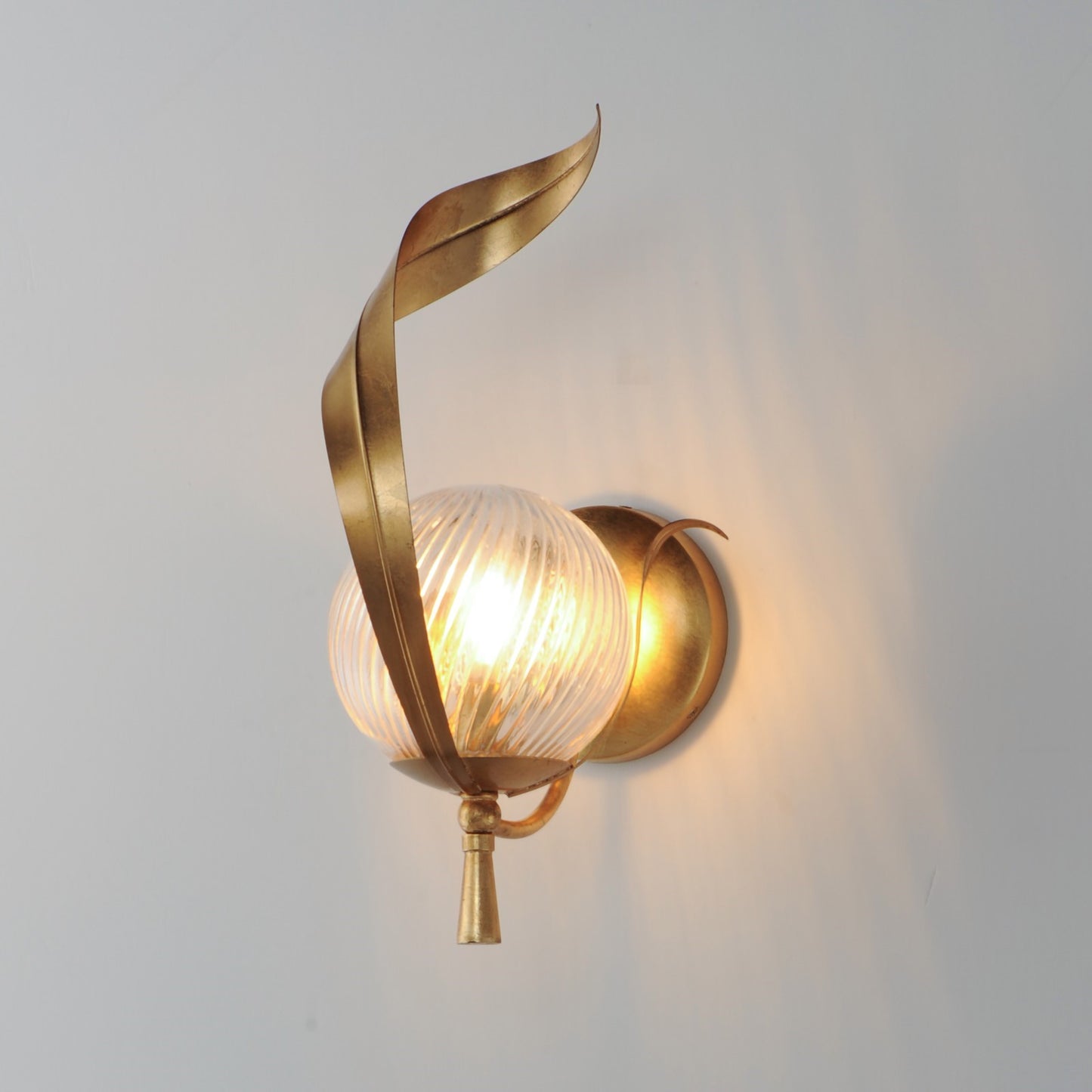 Maxim Lighting Firenze 1Lt 13.25" Wall Sconce, Gold/Clear Ribbed