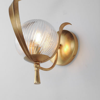 Maxim Lighting Firenze 1Lt 13.25" Wall Sconce, Gold/Clear Ribbed
