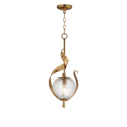 Maxim Lighting Firenze 1Lt 25" Single Pendant, Gold/Clear Ribbed - 28712CRGL