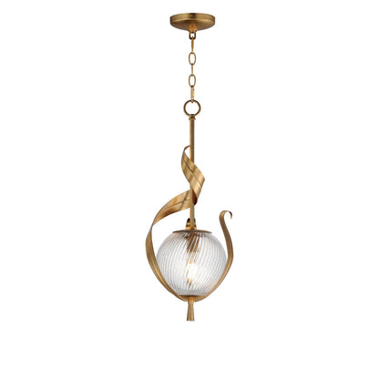 Maxim Lighting Firenze 1Lt 25" Single Pendant, Gold/Clear Ribbed