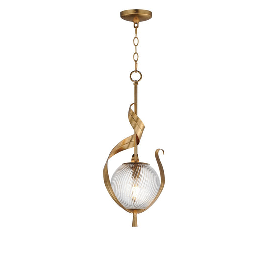 Maxim Lighting Firenze 1Lt 25" Single Pendant, Gold/Clear Ribbed