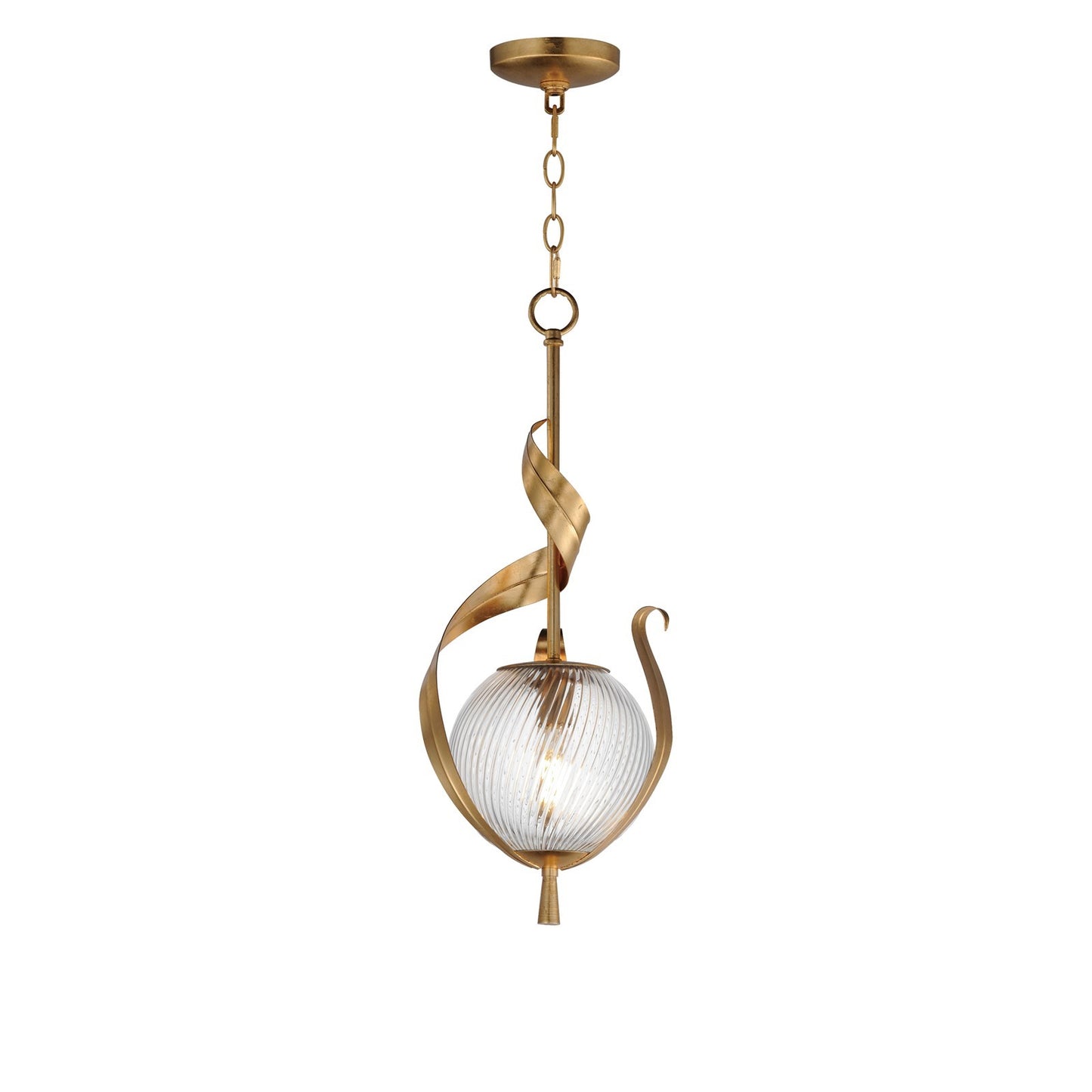 Maxim Lighting Firenze 1Lt 25" Single Pendant, Gold/Clear Ribbed