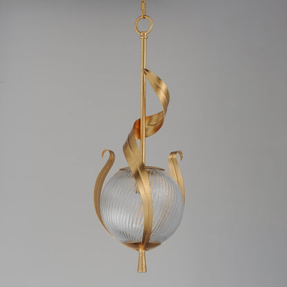 Maxim Lighting Firenze 1Lt 25" Single Pendant, Gold/Clear Ribbed