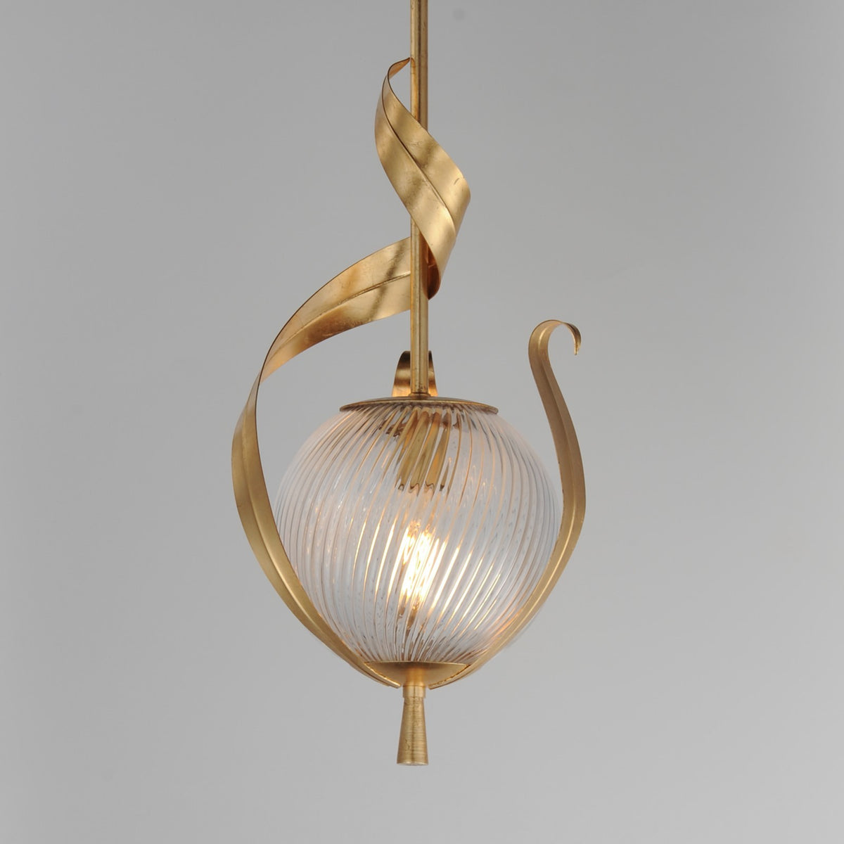 Maxim Lighting Firenze 1Lt 25" Single Pendant, Gold/Clear Ribbed