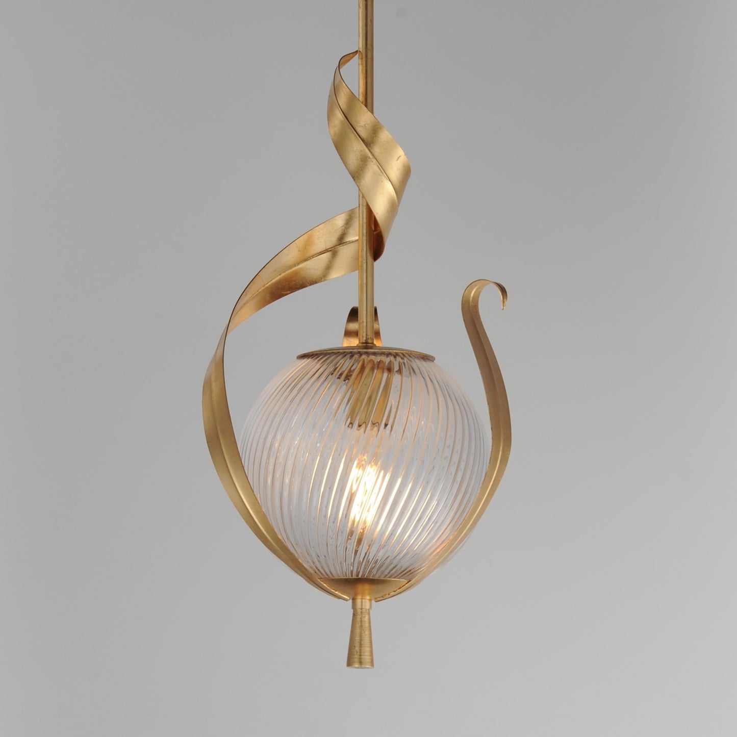 Maxim Lighting Firenze 1Lt 25" Single Pendant, Gold/Clear Ribbed