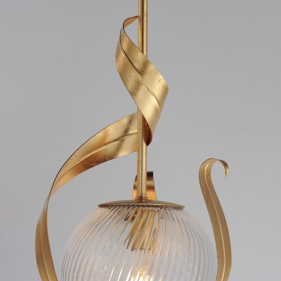 Maxim Lighting Firenze 1Lt 25" Single Pendant, Gold/Clear Ribbed