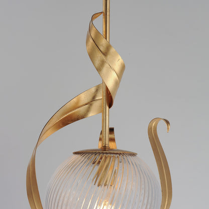 Maxim Lighting Firenze 1Lt 25" Single Pendant, Gold/Clear Ribbed