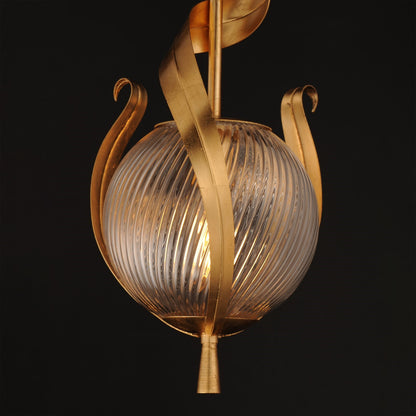 Maxim Lighting Firenze 1Lt 25" Single Pendant, Gold/Clear Ribbed