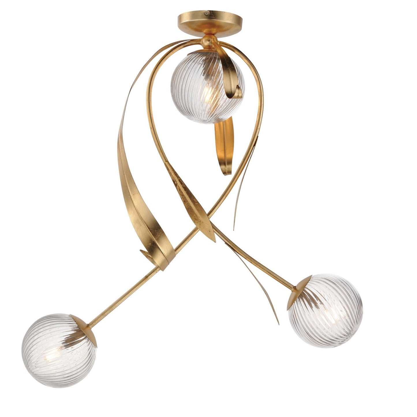 Maxim Lighting Firenze 3Lt 31" Semi-Flush Mt, Gold Leaf/Clear Ribbed