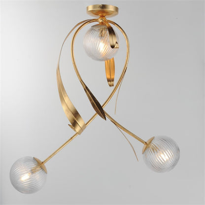 Maxim Lighting Firenze 3Lt 31" Semi-Flush Mt, Gold Leaf/Clear Ribbed