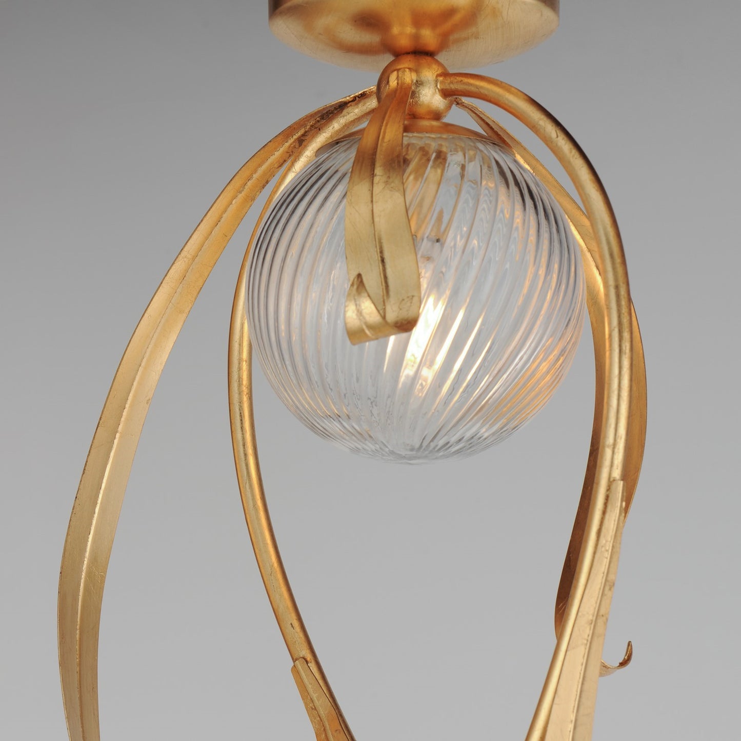 Maxim Lighting Firenze 3Lt 31" Semi-Flush Mt, Gold Leaf/Clear Ribbed