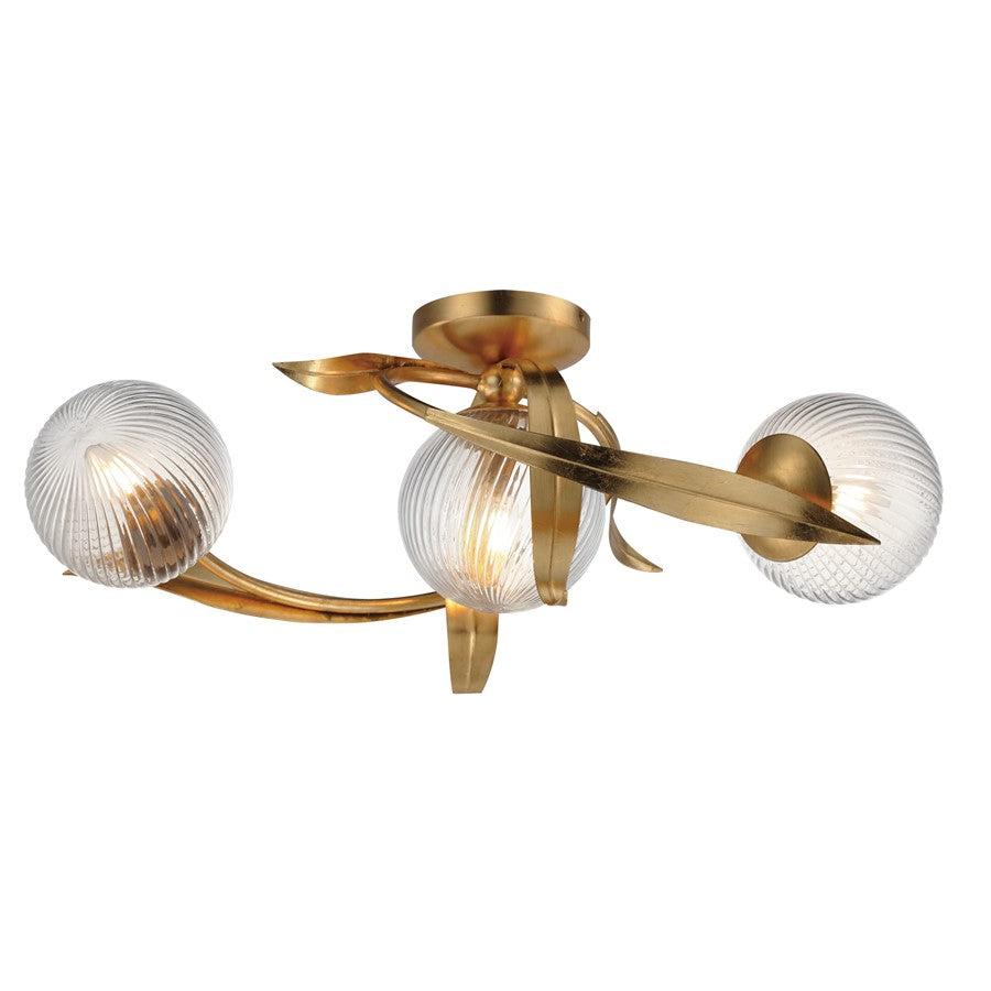 Maxim Lighting Firenze 3 Light 7.5" Flush Mount, Gold Leaf - 28717CRGL