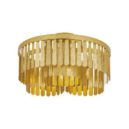 Maxim Lighting Regalia 20in 3-Light Semi-Flush Mount | Glam Gold Leaf and Steel | Bedroom & Hallway | 20 x 20 x 11 in | Model 28760GL