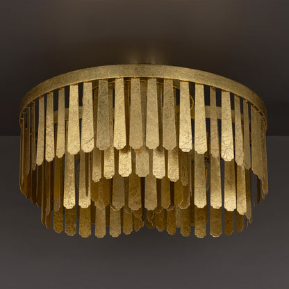 Maxim Lighting Regalia 20in 3-Light Semi-Flush Mount | Glam Gold Leaf and Steel | Bedroom & Hallway | 20 x 20 x 11 in | Model 28760GL