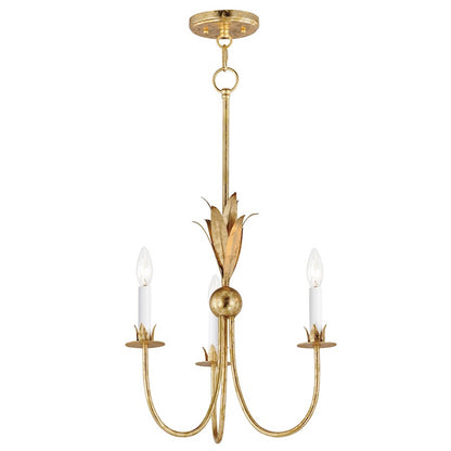 3 Light Mini Pendant, Gold Leaf