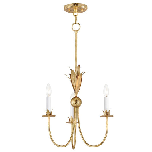 3 Light Mini Pendant, Gold Leaf