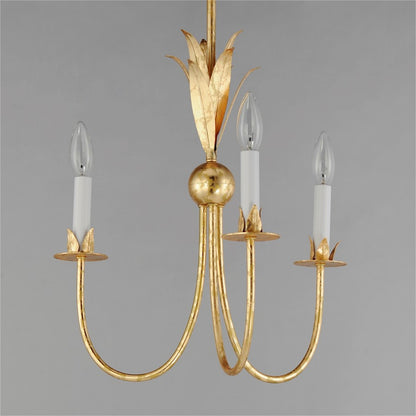 3 Light Mini Pendant, Gold Leaf