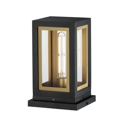 Maxim Neoclass 1Lt 11.5" Outdoor Deck Lantern, Blk/Gld/Clr - 30050CLBKGLD