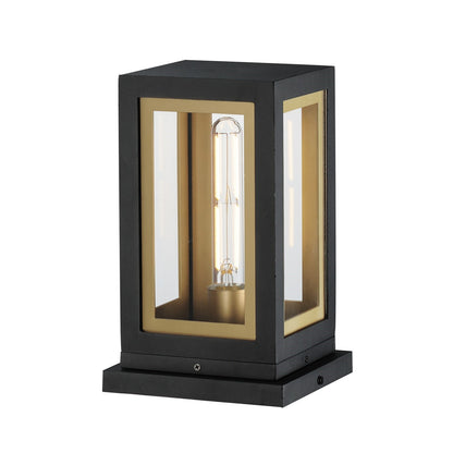 Maxim Neoclass 1Lt 11.5" Outdoor Deck Lantern, Blk/Gld/Clr