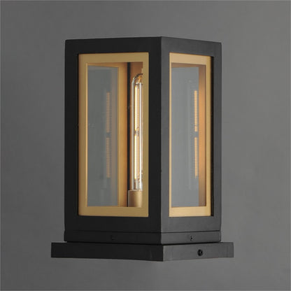 Maxim Neoclass 1Lt 11.5" Outdoor Deck Lantern, Blk/Gld/Clr