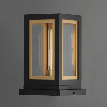 Maxim Neoclass 1Lt 11.5" Outdoor Deck Lantern, Blk/Gld/Clr