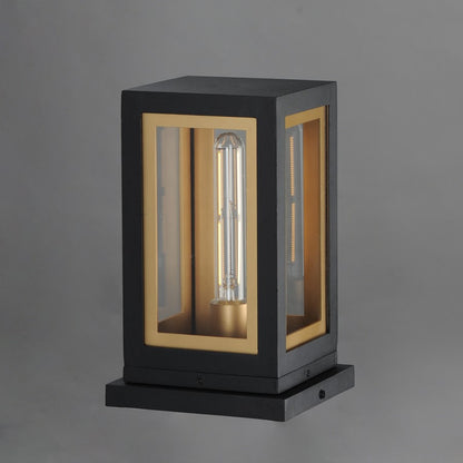 Maxim Neoclass 1Lt 11.5" Outdoor Deck Lantern, Blk/Gld/Clr