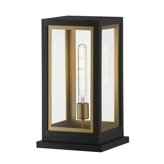 Maxim Lighting Neoclass 9in 1-Light Deck Lantern | Traditional Black and Gold Aluminum | Outdoor Entry & Patio Wall Light | Model 30057CLBKGLD