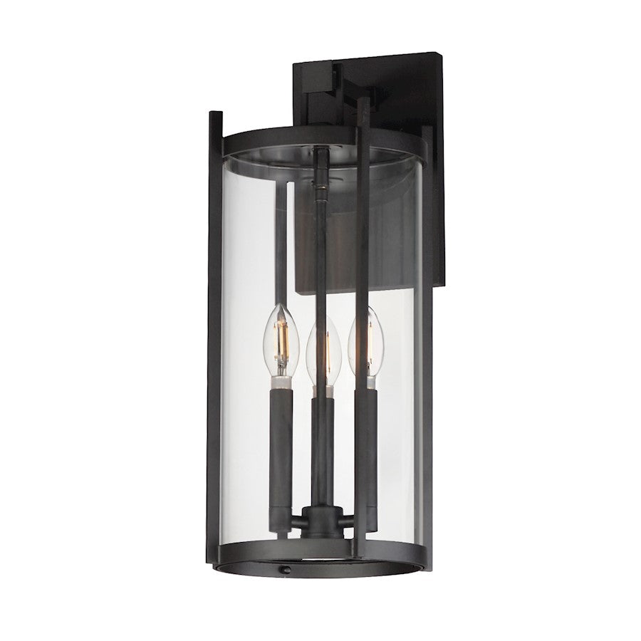 Maxim Lighting Belfry 3 Light Wall Sconce, Black/Clear