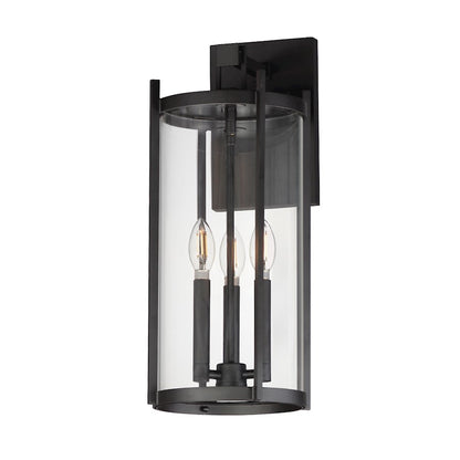 Maxim Lighting Belfry 3 Light Wall Sconce, Black/Clear