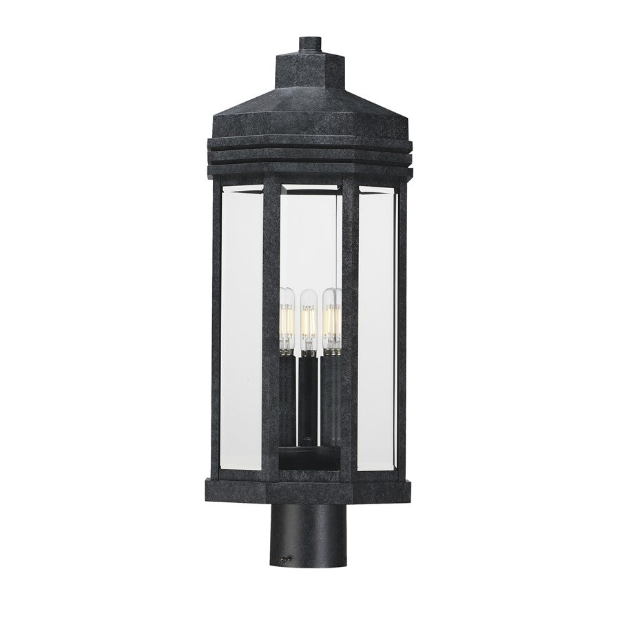 Maxim Lighting Wright 3Lt Outdoor Pole/Post, Black Patina/Clear - 30220CLBKP